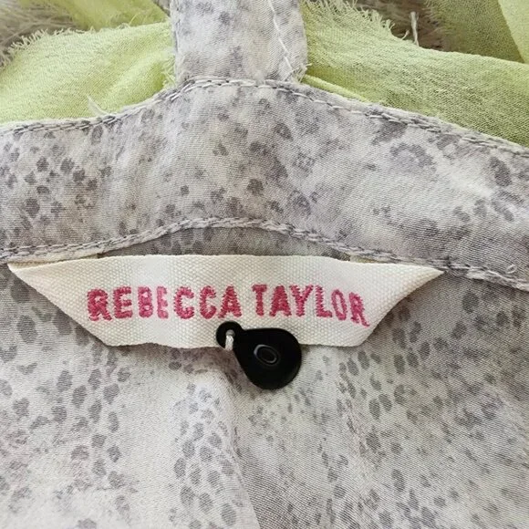 Rebecca Taylor Dress Silk A-Line Sleeveless V-Neck Midi Lined Neutral Size 0 - Picture 8 of 10